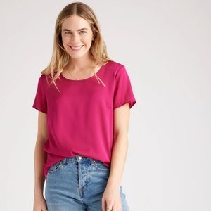 NWT Quince Washable Silk Short Sleeve Blouse